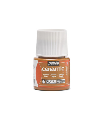 Фарба-емаль лакова непрозора (час сушки 8год.) Ceramic Pebeo 45мл  КОРИЧНЕВО-ЖОВТИЙ