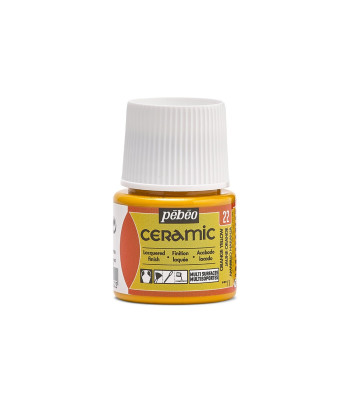 Фарба-емаль лакова непрозора (час сушки 8год.) Ceramic Pebeo 45мл  ЖОВТО-ОРАНЖЕВИЙ