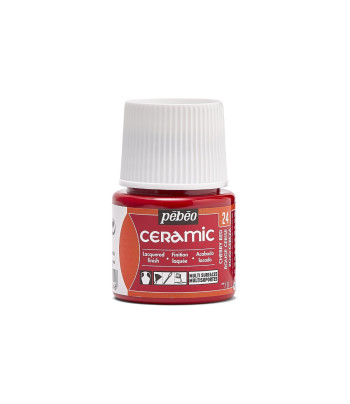 Фарба-емаль лакова непрозора (час сушки 8год.) Ceramic Pebeo 45мл  ВИШНЕВИЙ ЧЕРВОНИЙ