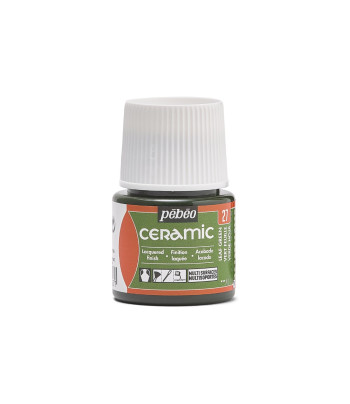 Фарба-емаль лакова непрозора (час сушки 8год.) Ceramic Pebeo 45мл  ЗЕЛЕНА ЛИСТВА