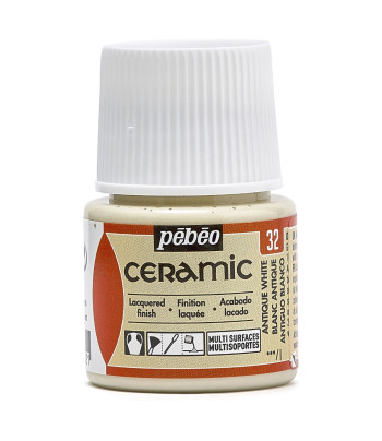 Фарба-емаль лакова непрозора (час сушки 8год.) Ceramic Pebeo 45мл  АНТИЧНИЙ БІЛИЙ