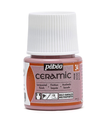 Фарба-емаль лакова непрозора (час сушки 8год.) Ceramic Pebeo 45мл  РОЖЕВИЙ