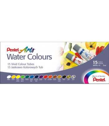 Набор акварельных красок в тубах Pentel Water Colours 5млх15цв