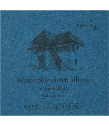 Альбом-склейка д/акв.280гр сер.зерно 100% цел.Authentic Smiltainis 24арк. 9х9см