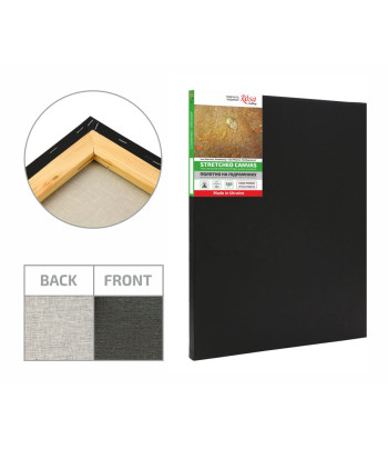 30х40 Полотно/підр.модульн.№0 БАВОВНА 320г дріб.зерно,акрил.грунт натяж.задн.RosaGallery ЧОРНИЙ