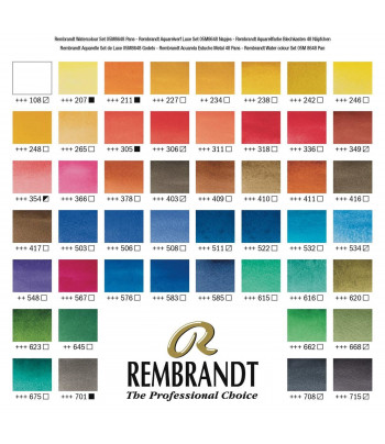 Набор акварельных красок в кюветах “Rembrandt De Luxe" Royal Talens 48цв+кисть в металлич.коробке