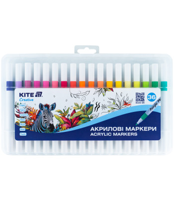 Набір маркерів акрил.на водн.осн,кругл наконечн.Creative Kite 36кол.у пласт.упак