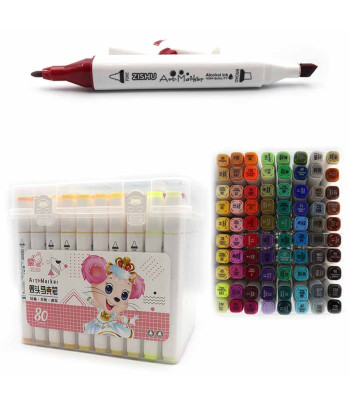 Набір маркерів на спирт.осн. двосторон..(скошен/круглий) "Mouse" 80кол у пластик.упак.