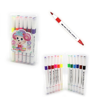 Набір маркерів на спирт.осн. двосторон..(скошен/пензлик) "Mouse" 12кол у пластик.упак.