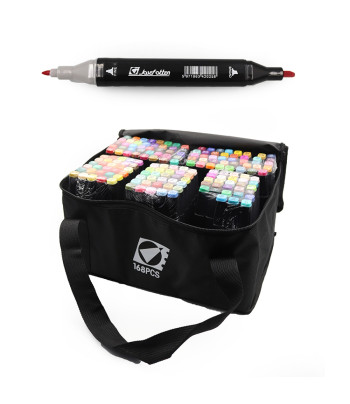 Набір маркерів на спирт.осн. двосторон..(скошен/кругл) Josef Otten 168кол у тексстильн.сумці