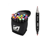 Набір маркерів на спирт.осн. двосторон..(скошен/кругл) Josef Otten 24кол у тексстильн.сумці