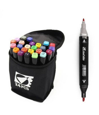 Набір маркерів на спирт.осн. двосторон..(скошен/кругл) Josef Otten 24кол у тексстильн.сумці