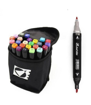 Набір маркерів на спирт.осн. двосторон..(скошен/кругл) Josef Otten 36кол у тексстильн.сумці