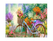 40х50см Н-р живопис за номерами "Велосипед з квітами"(полотно/підр.+акрил.фарби.+пензель+інструкц)