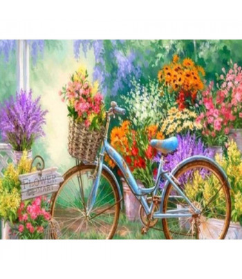 40х50см Н-р живопис за номерами "Велосипед з квітами"(полотно/підр.+акрил.фарби.+пензель+інструкц)