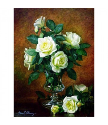 40х50см Н-р живопис за номерами "Білі троянди"(полотно/підр.+акрил.фарби.+пензель+інструкц)