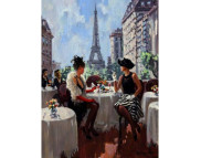 40х50см Н-р живопис за номерами "Ресторан в Парижі"(холст/подр.+акрил.краски.+кисть+инструкц) у картон.упак.