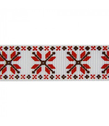 Лента текстильная дизайнерская 16мм "Орнамент" БІЛИЙ /A5-001